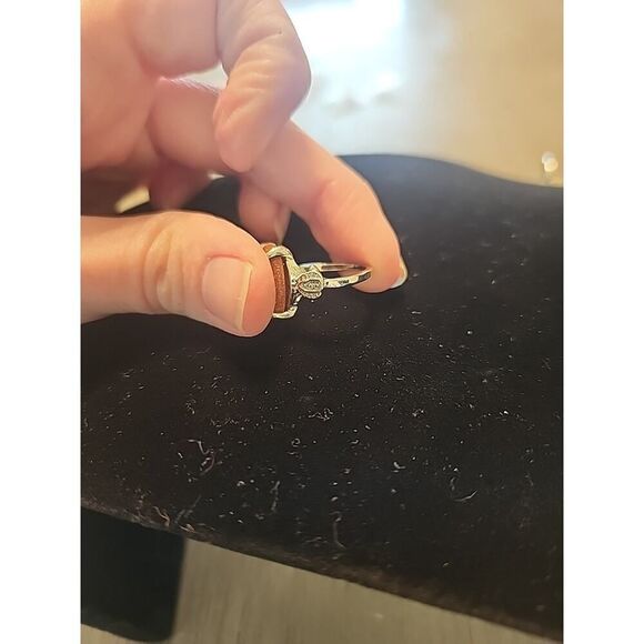 Sterling Silver sparkle orange Ring Glitter Size 5 - Picture 3 of 5